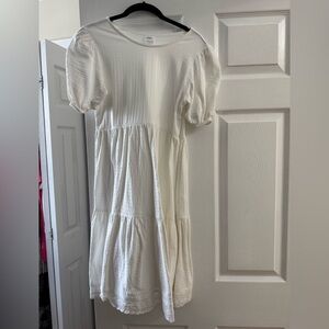 Zara White Textured Kids Dress